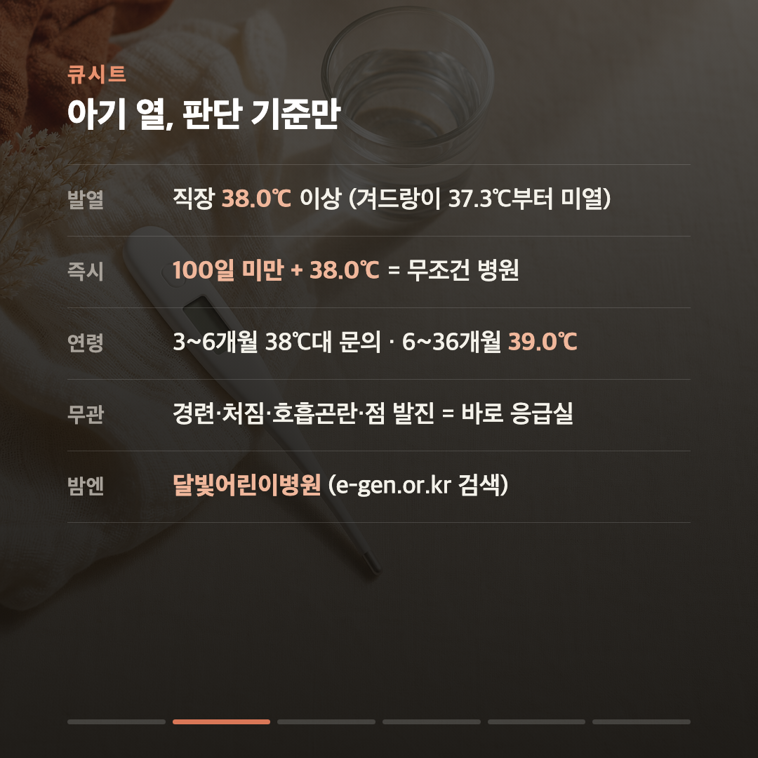아기 열, 응급실 기준은 숫자입니다 — 100일 미만은 38.0℃면 바로 카드 2