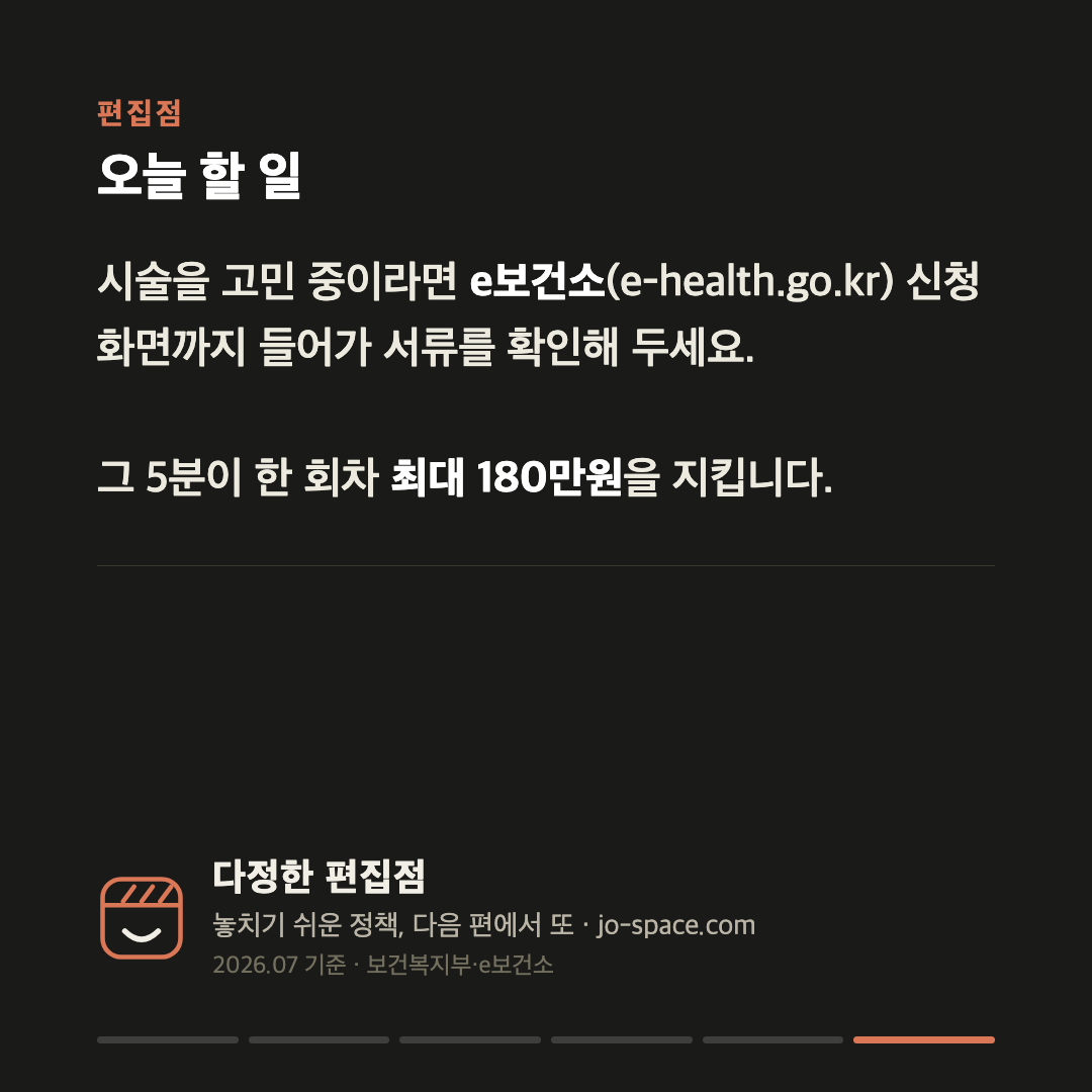 난임 시술비, 이제 소득 안 봅니다 — 단, 신청 전에 시술 시작하면 최대 180만원이 사라집니다 카드 6